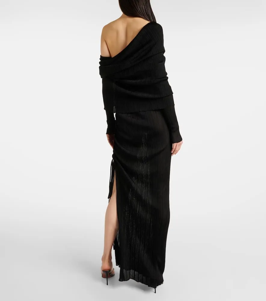 Alaia Draped off-shoulder maxi dress