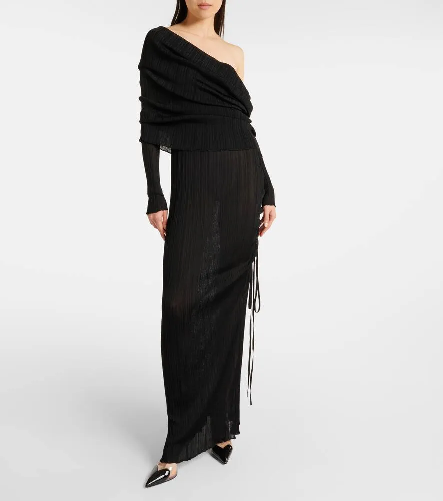 Alaia Draped off-shoulder maxi dress