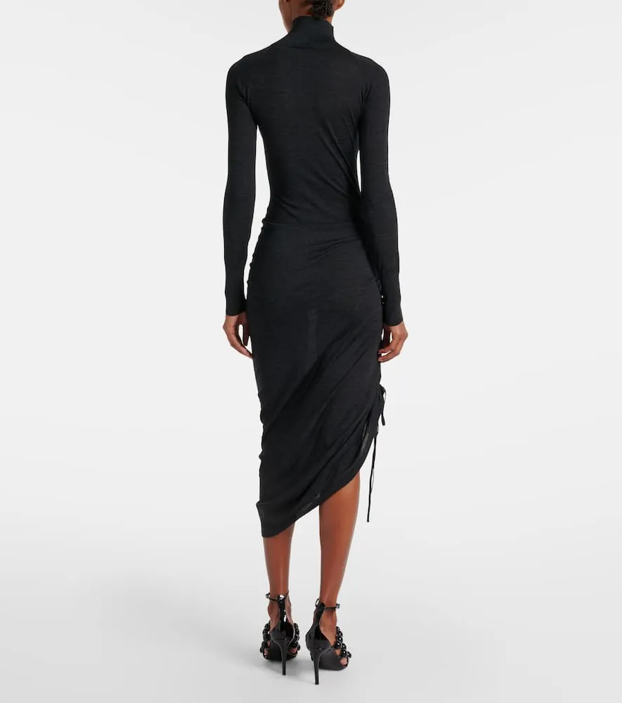 Alaia Draped wool turtleneck dress