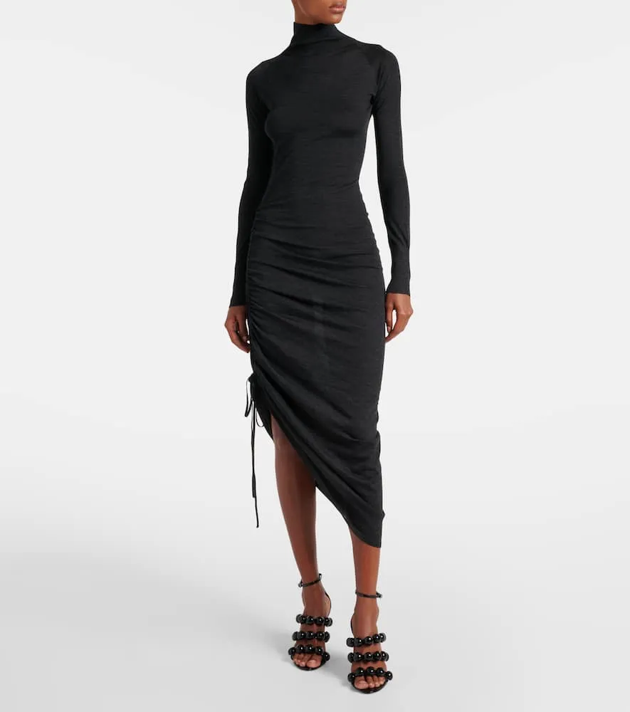 Alaia Draped wool turtleneck dress