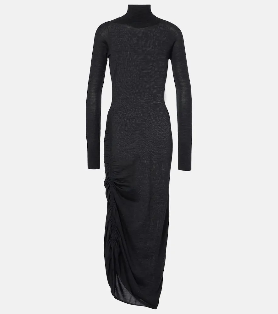 Alaia Draped wool turtleneck dress
