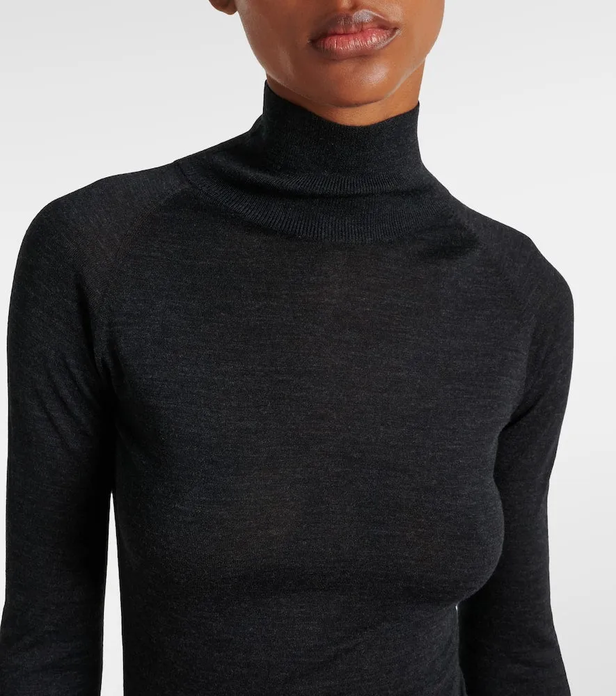 Alaia Draped wool turtleneck dress