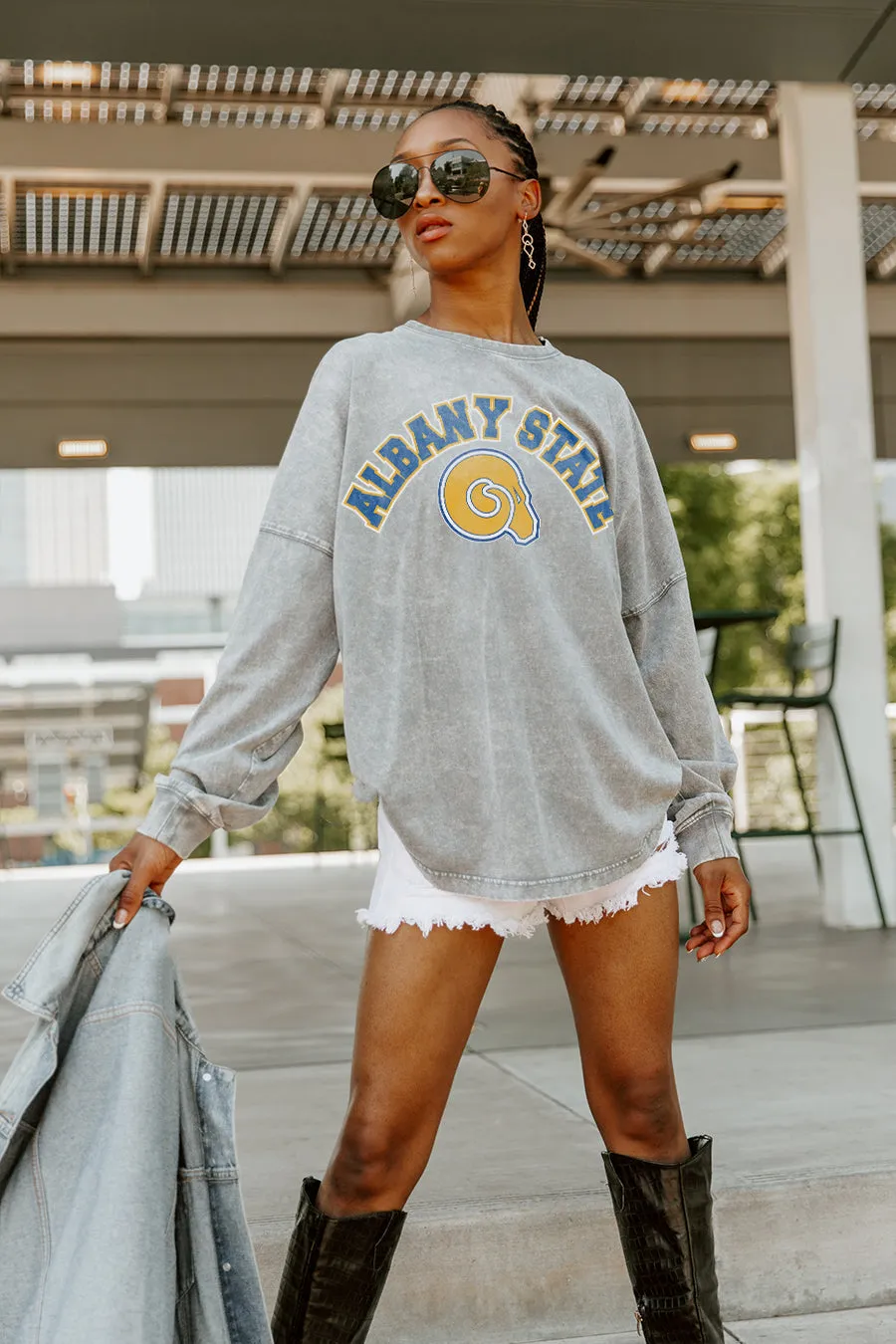 ALBANY STATE GOLDEN RAMS PLAY THE GAME FADED WASH PULLOVER