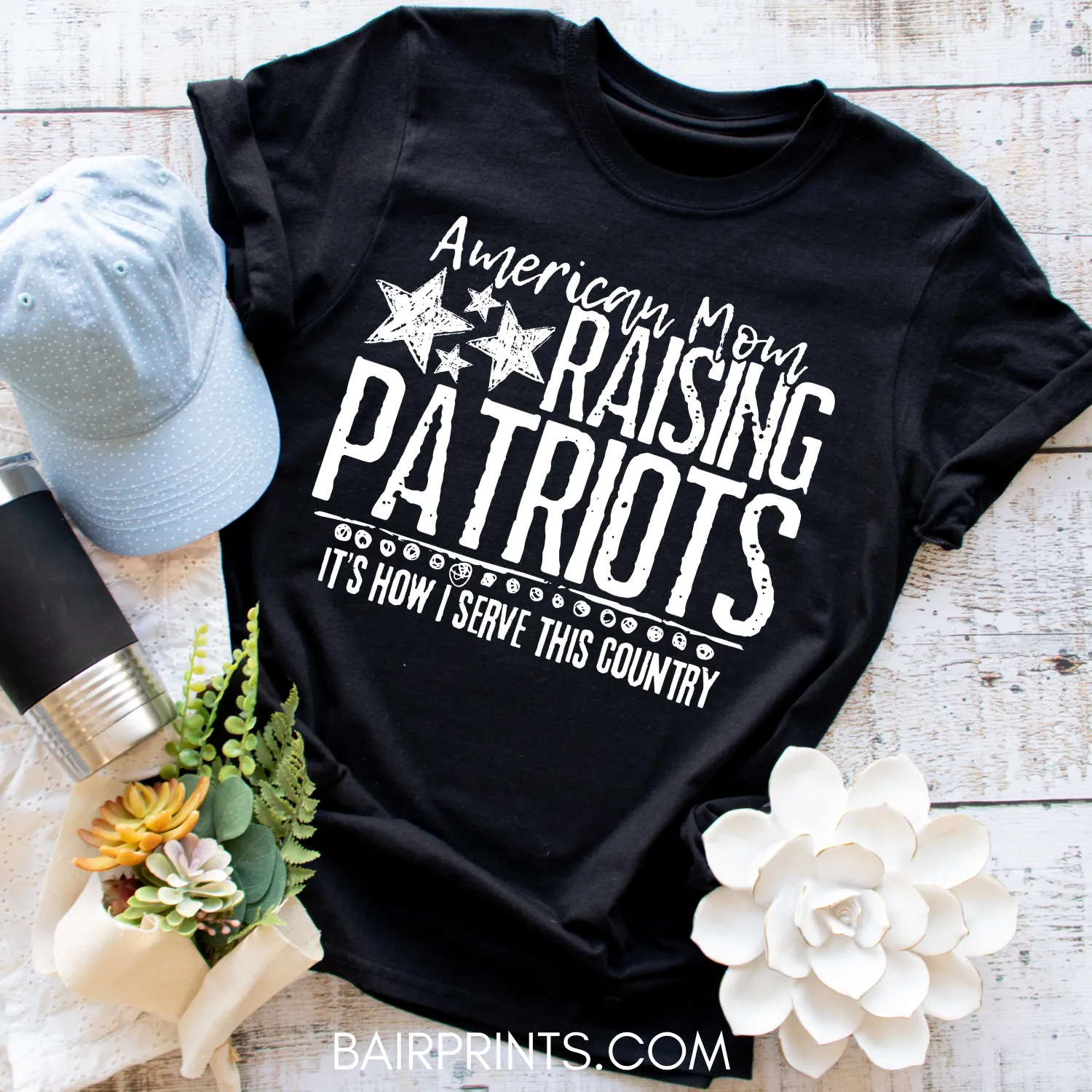 American Mom Raising Patriots Screen Printed Tee