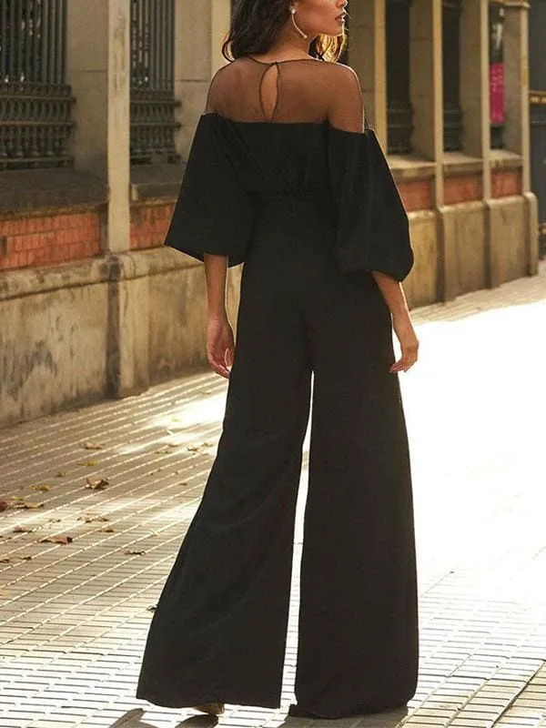 Black Evening Dress V Neck Stretch Crepe Half Sleeves Backless Floor Length Formal Party Dresses