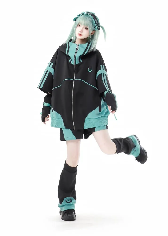 Black&Green Strap Design Sleeves