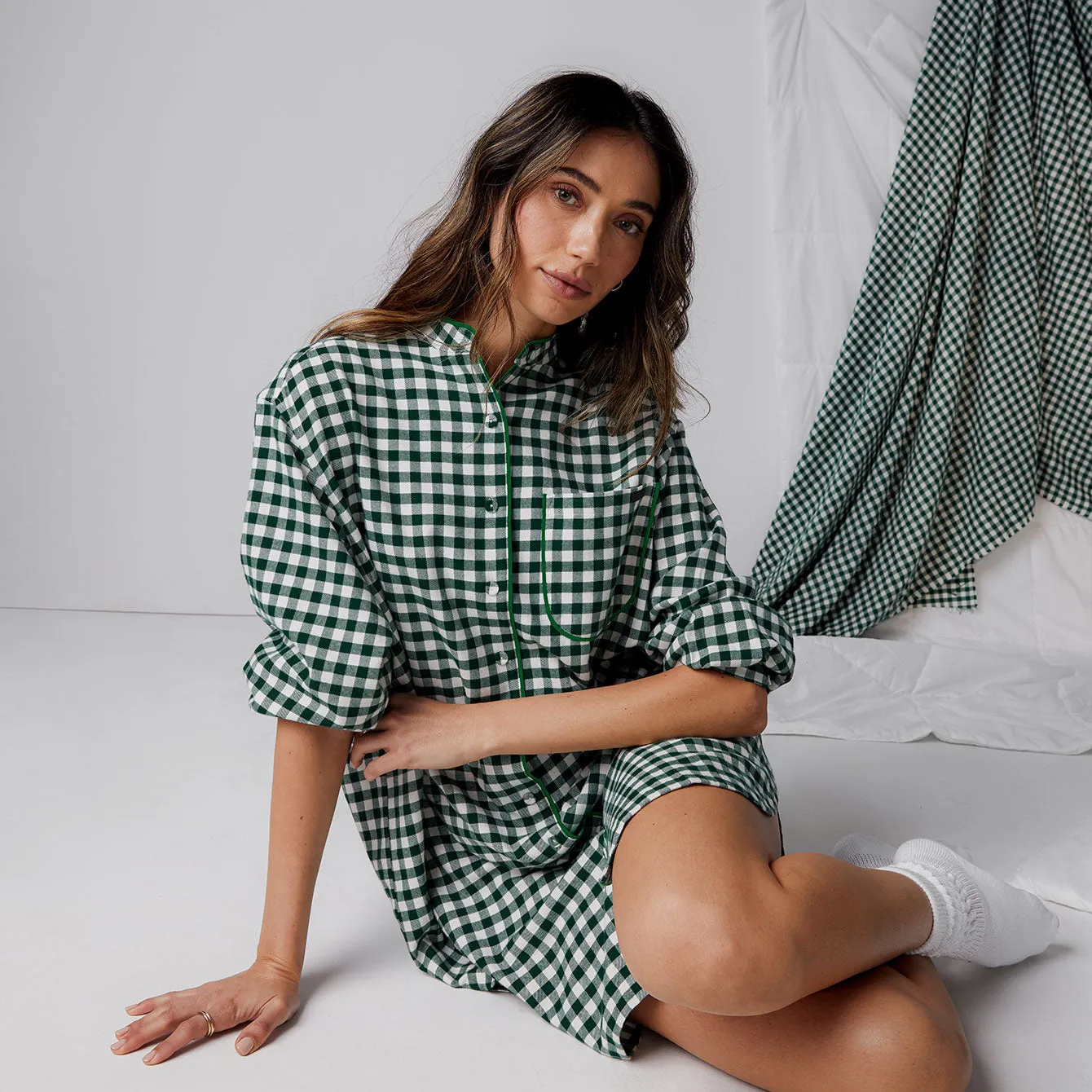 Brushed Flannel Shirt Dress