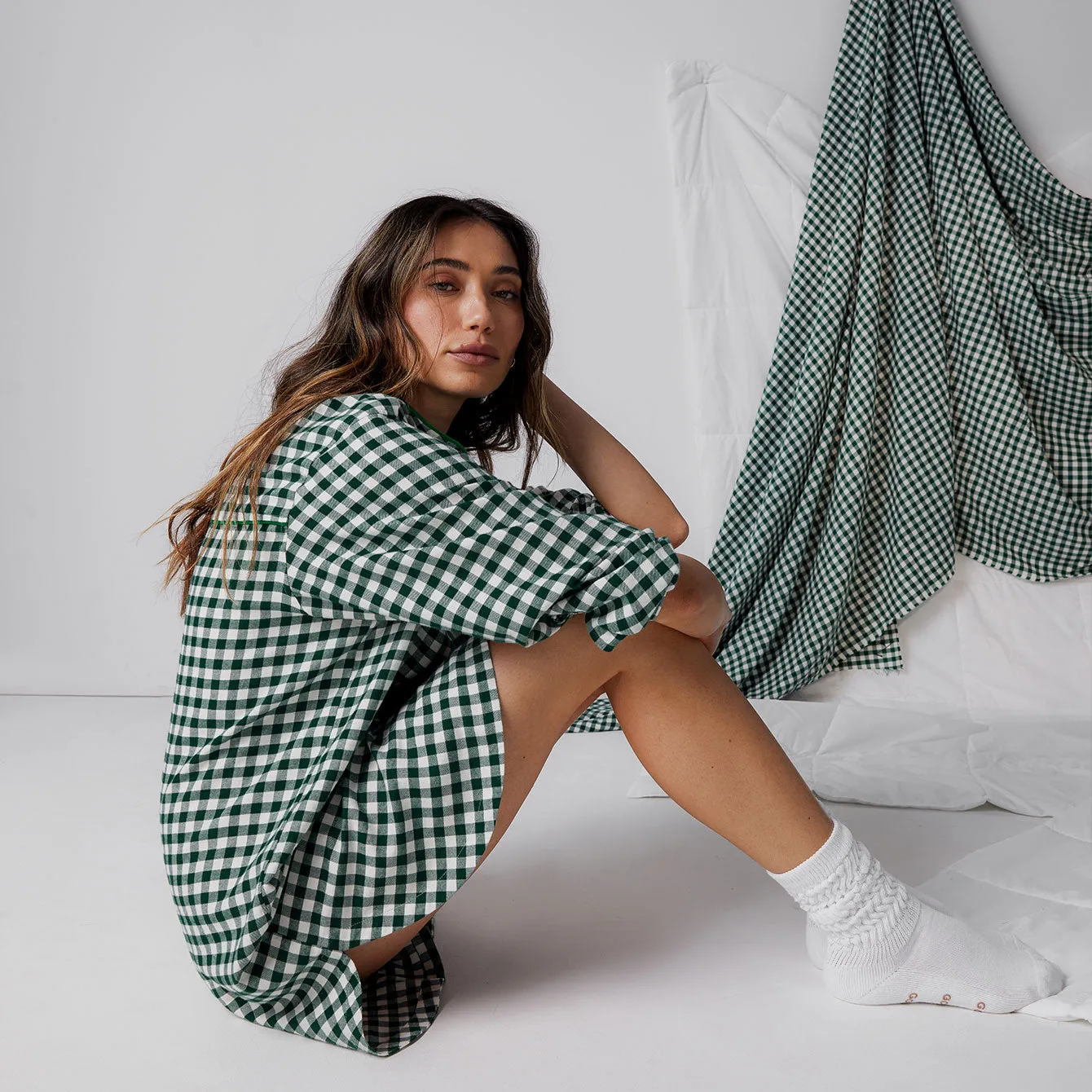 Brushed Flannel Shirt Dress