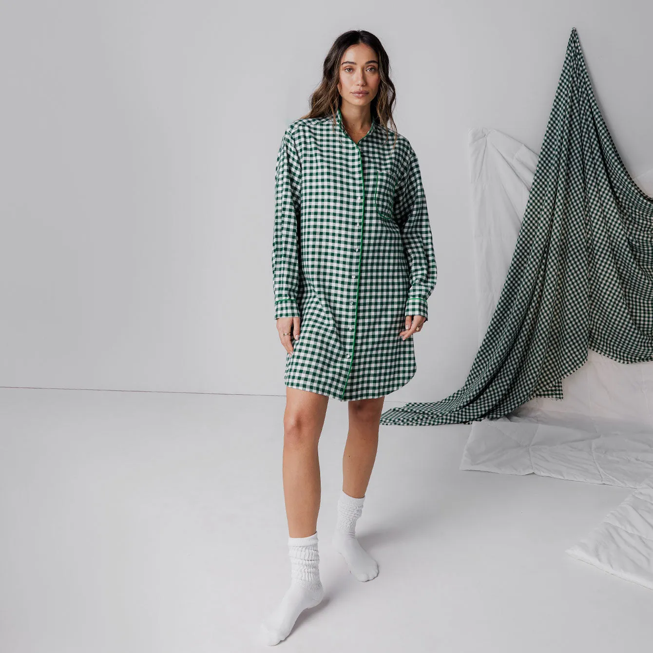Brushed Flannel Shirt Dress