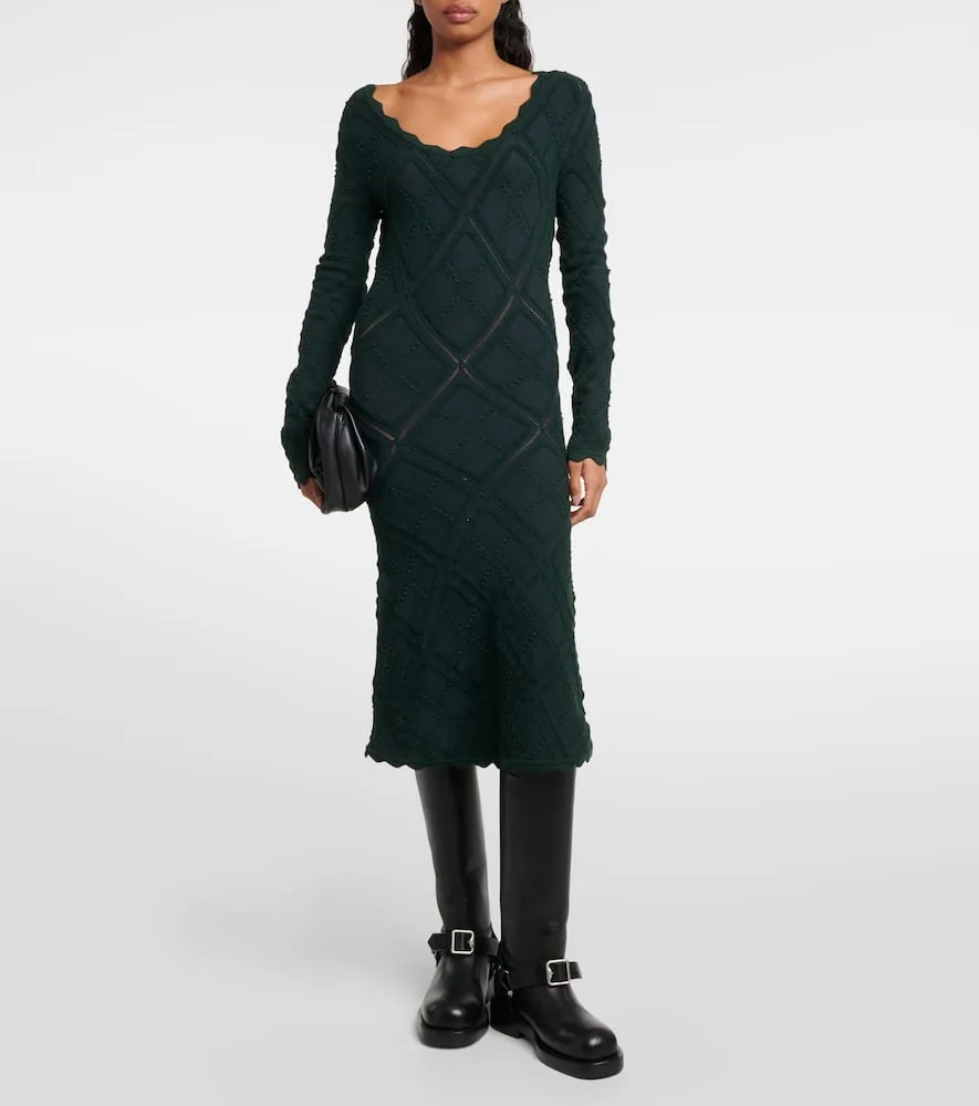 Burberry Aran wool-blend midi dress