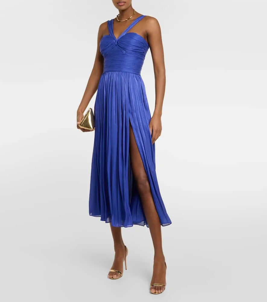 Costarellos Cavana lurex gerogette midi dress