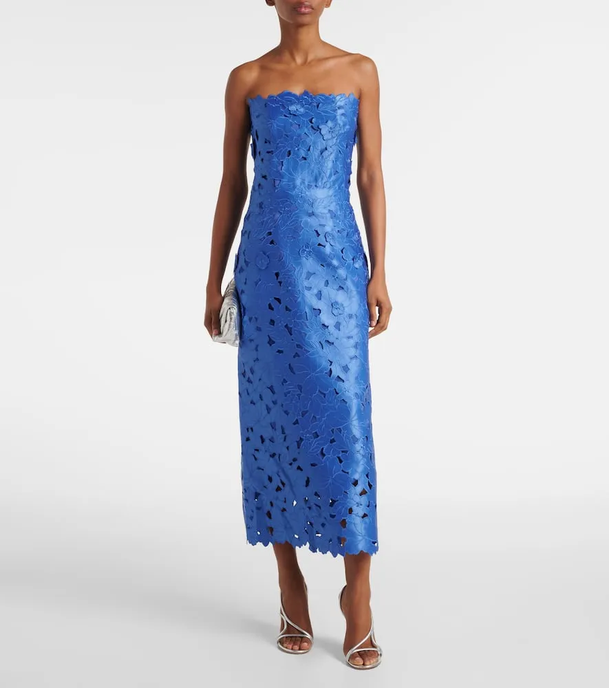 Costarellos Delmara strapless lace midi dress