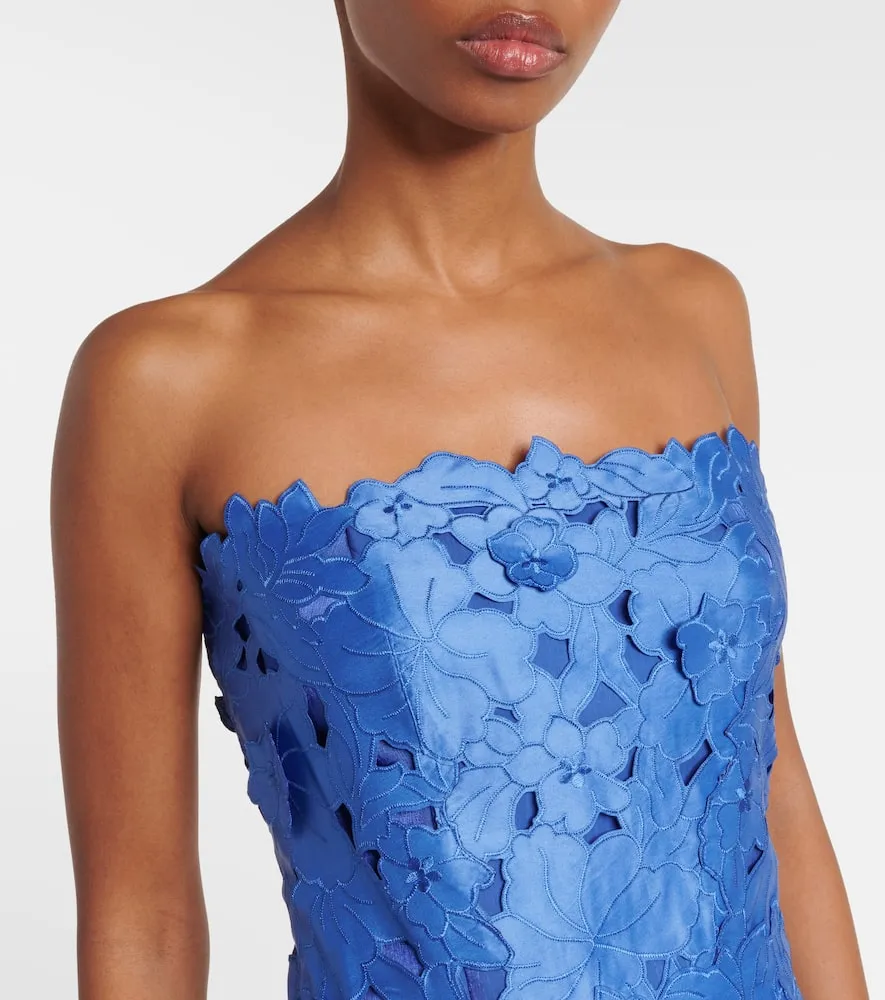 Costarellos Delmara strapless lace midi dress