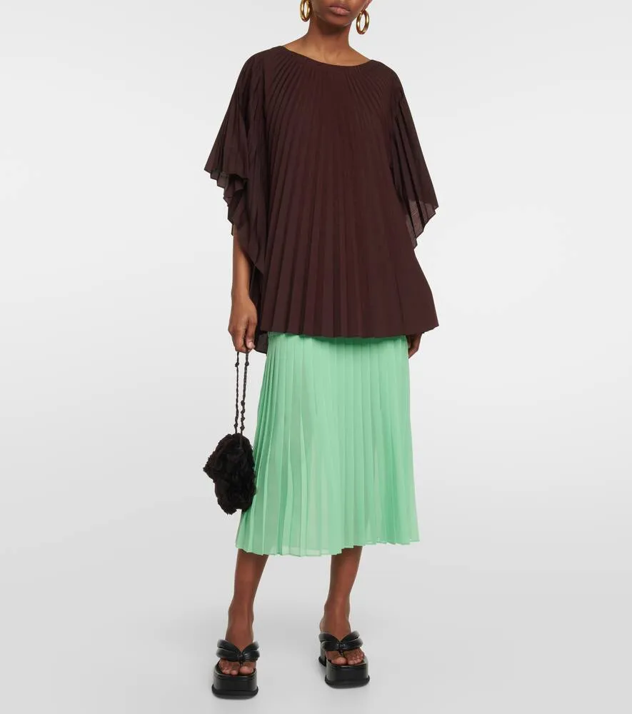 Dries Van Noten Pleated poplin midi dress