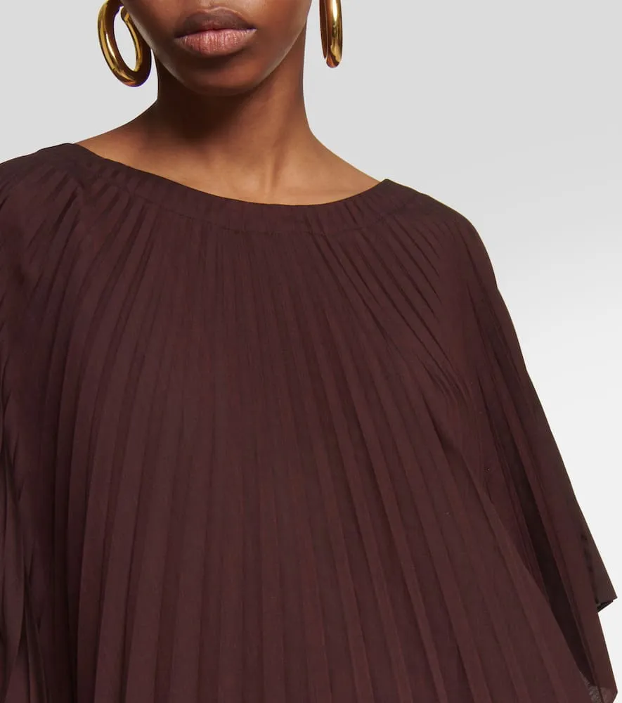 Dries Van Noten Pleated poplin midi dress