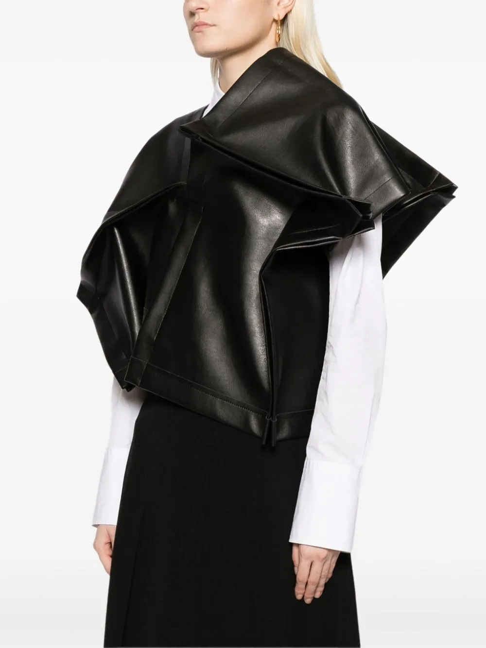 Faux Leather Dimensional Jacket