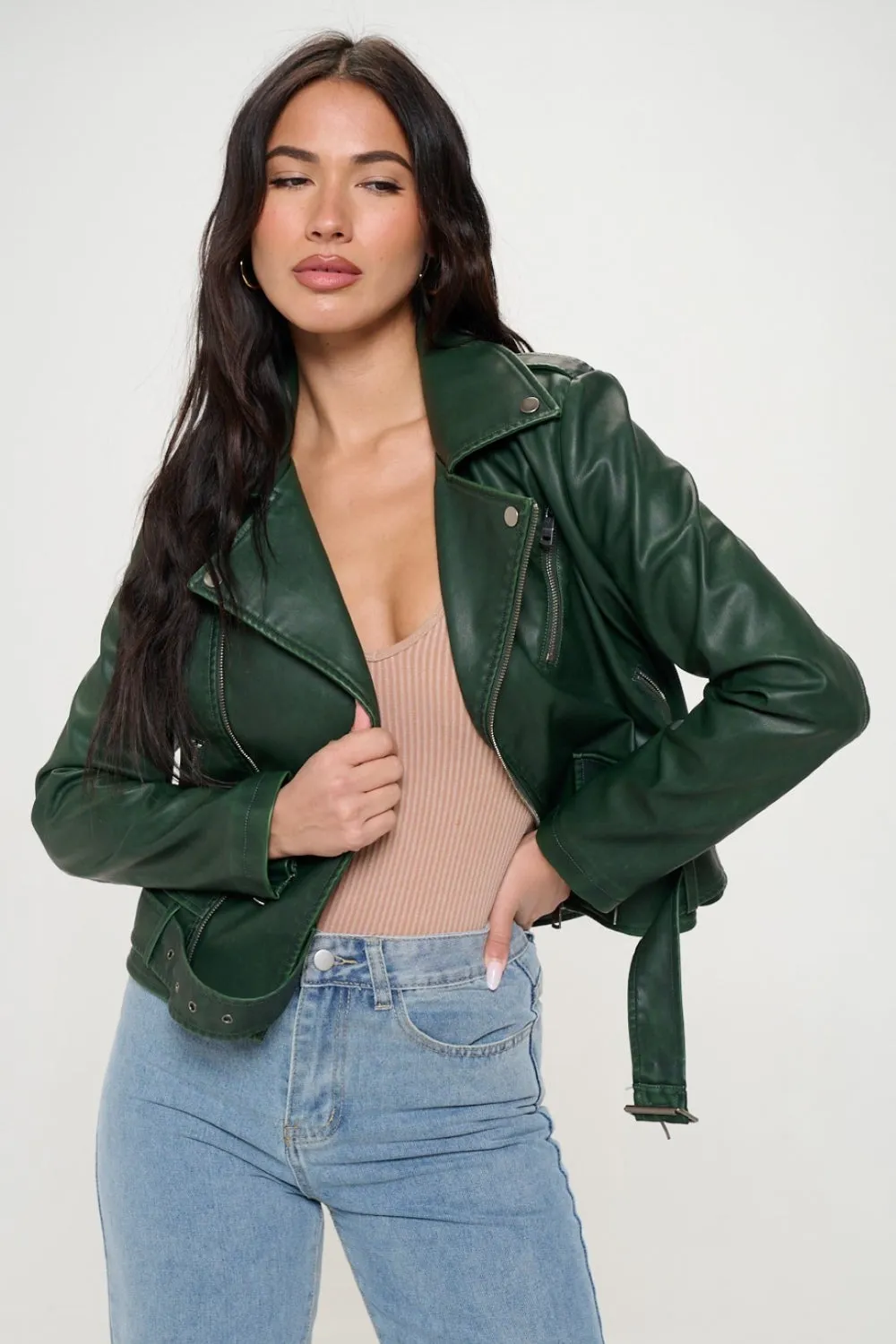 Forest Green Biker Jacket