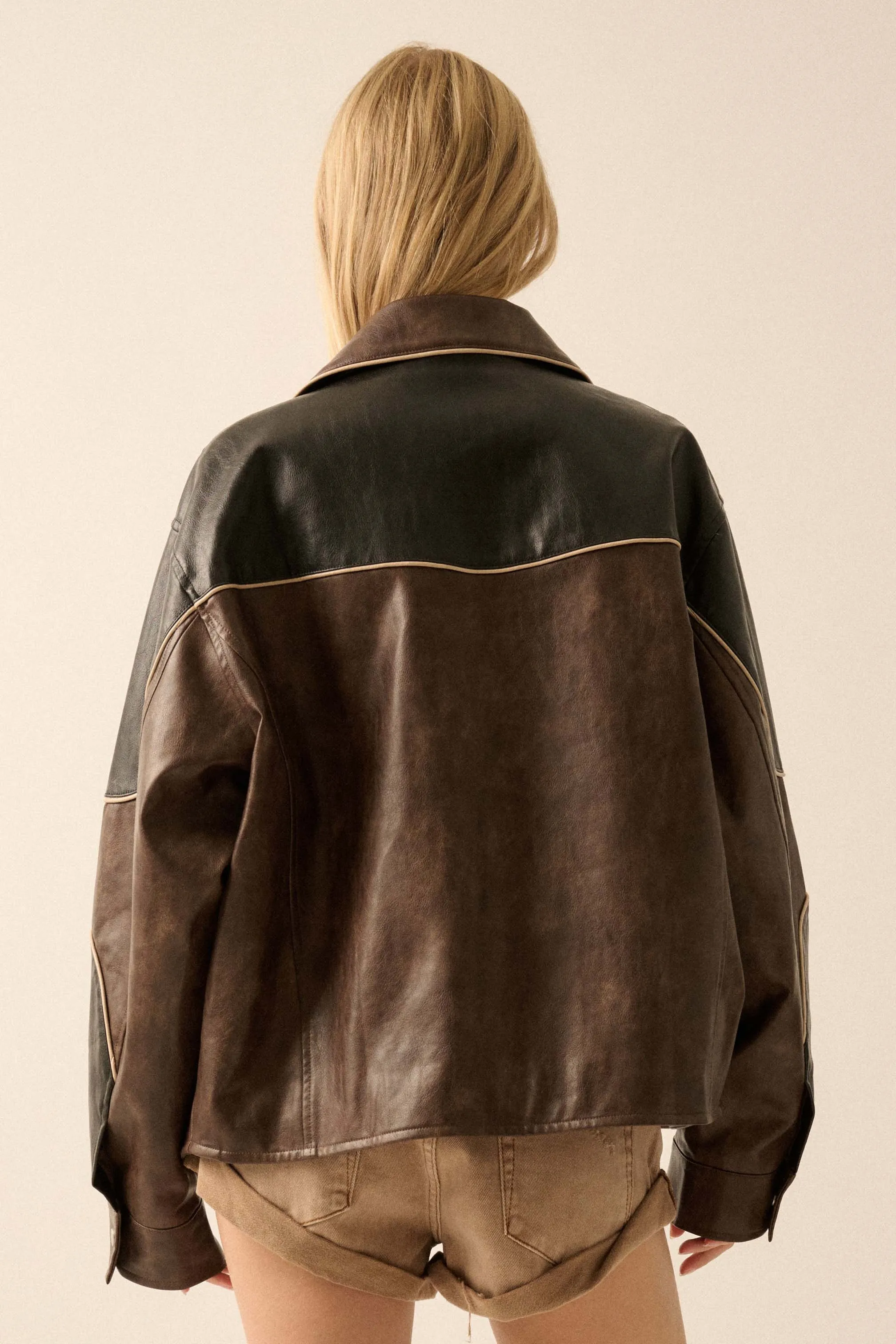 Hit the Road Colorblock Vegan Leather Jacket