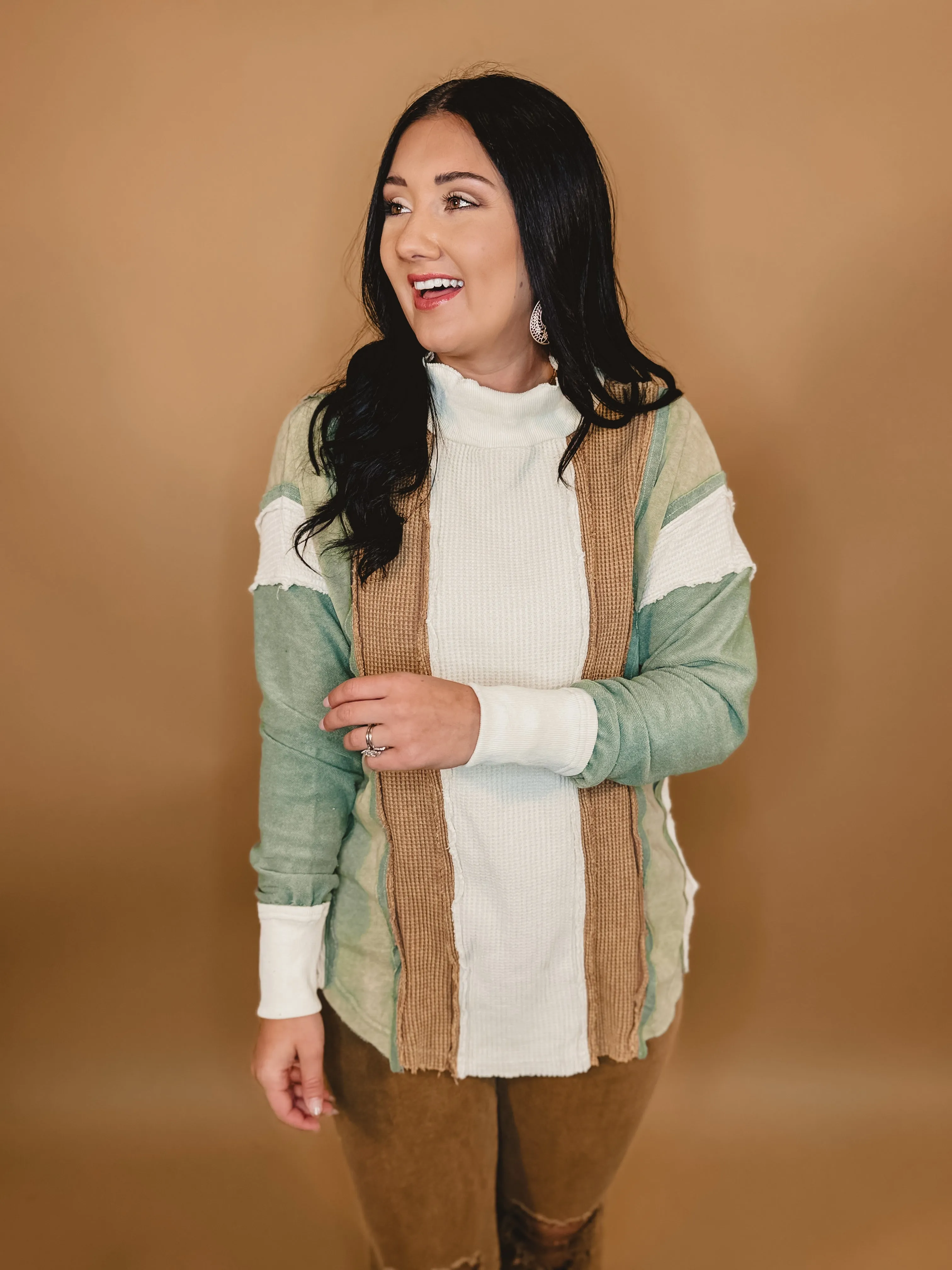 Oli & Hali Color Block Pullover Top - Cream Combo