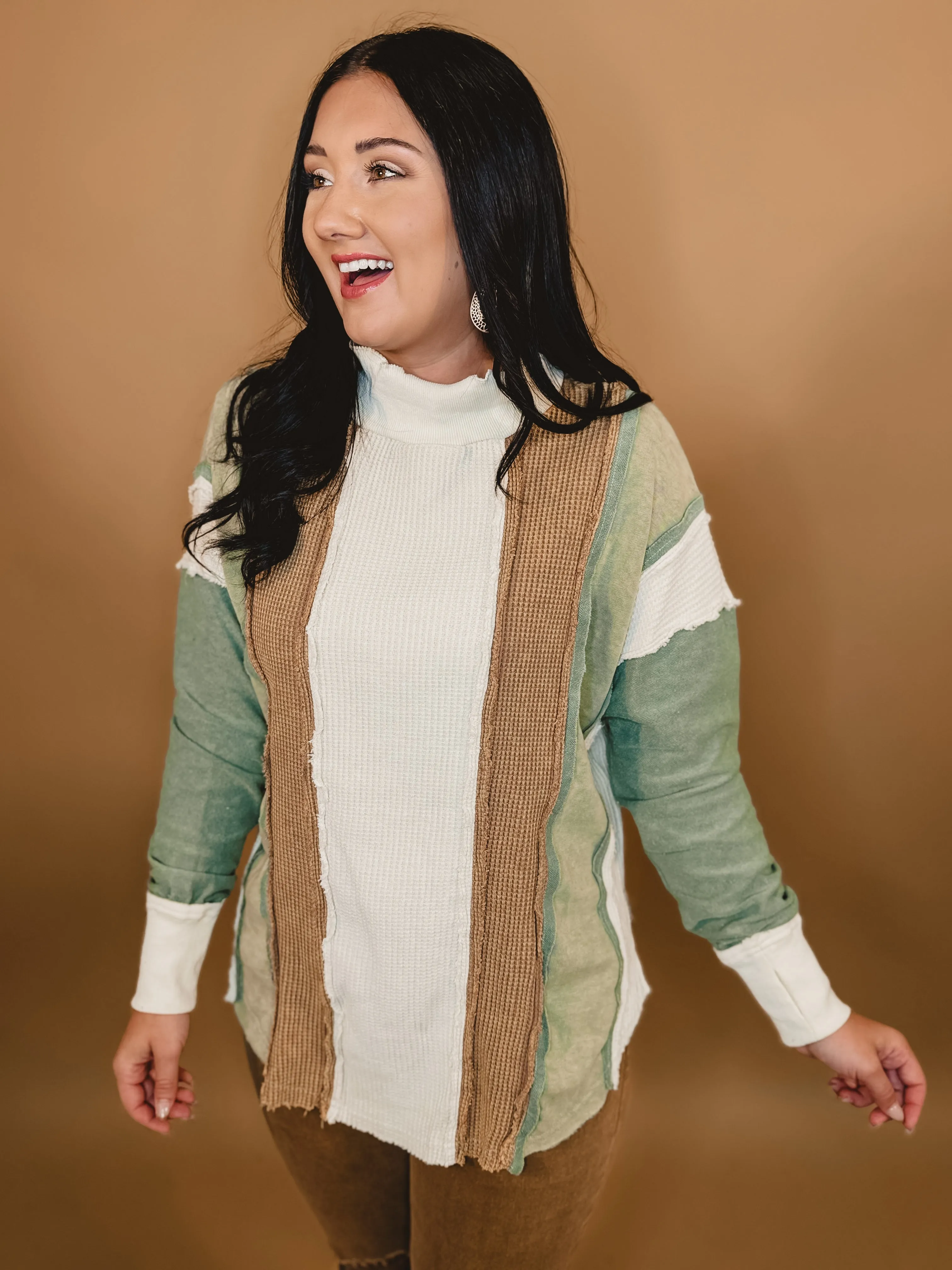 Oli & Hali Color Block Pullover Top - Cream Combo