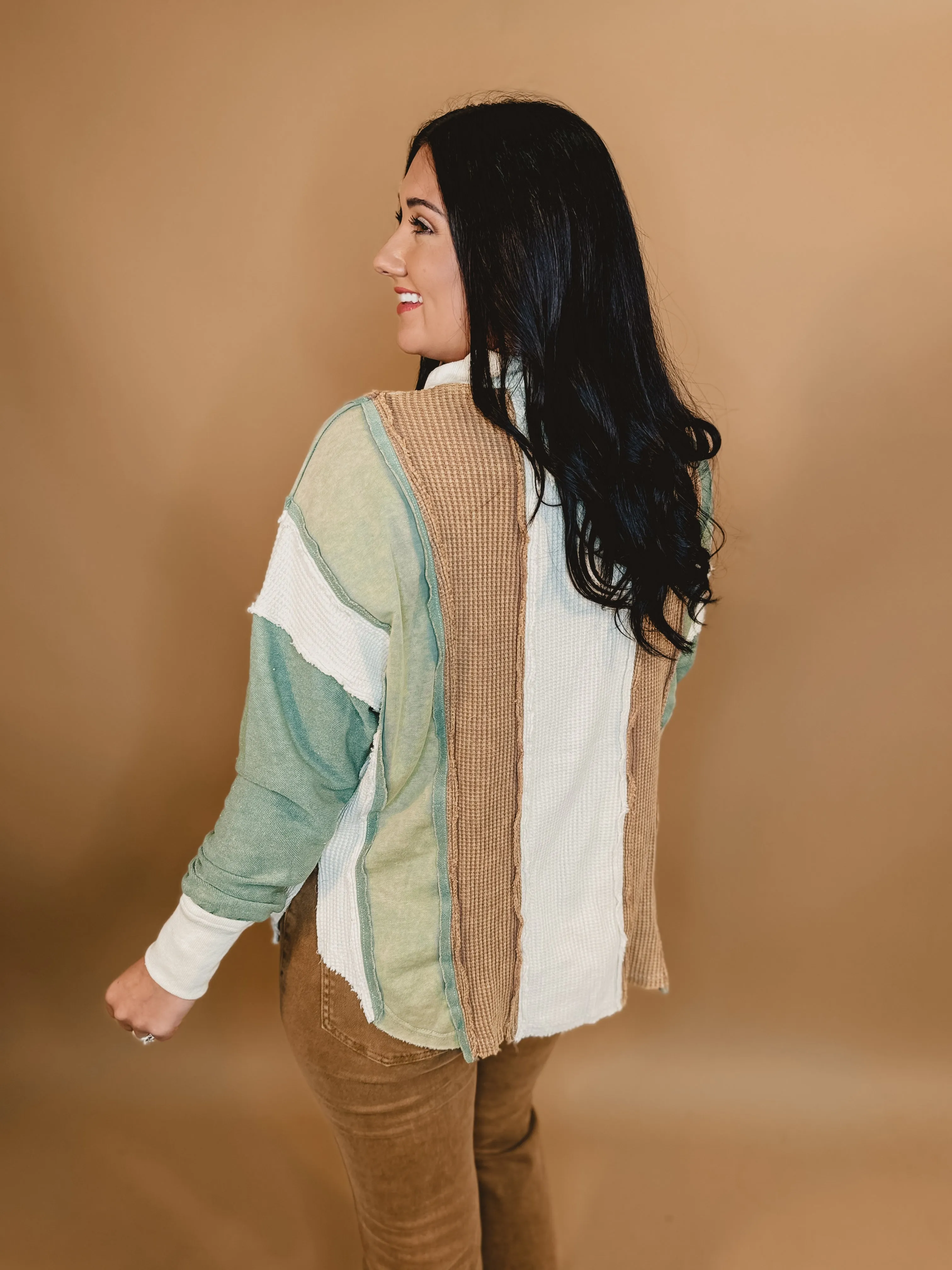 Oli & Hali Color Block Pullover Top - Cream Combo