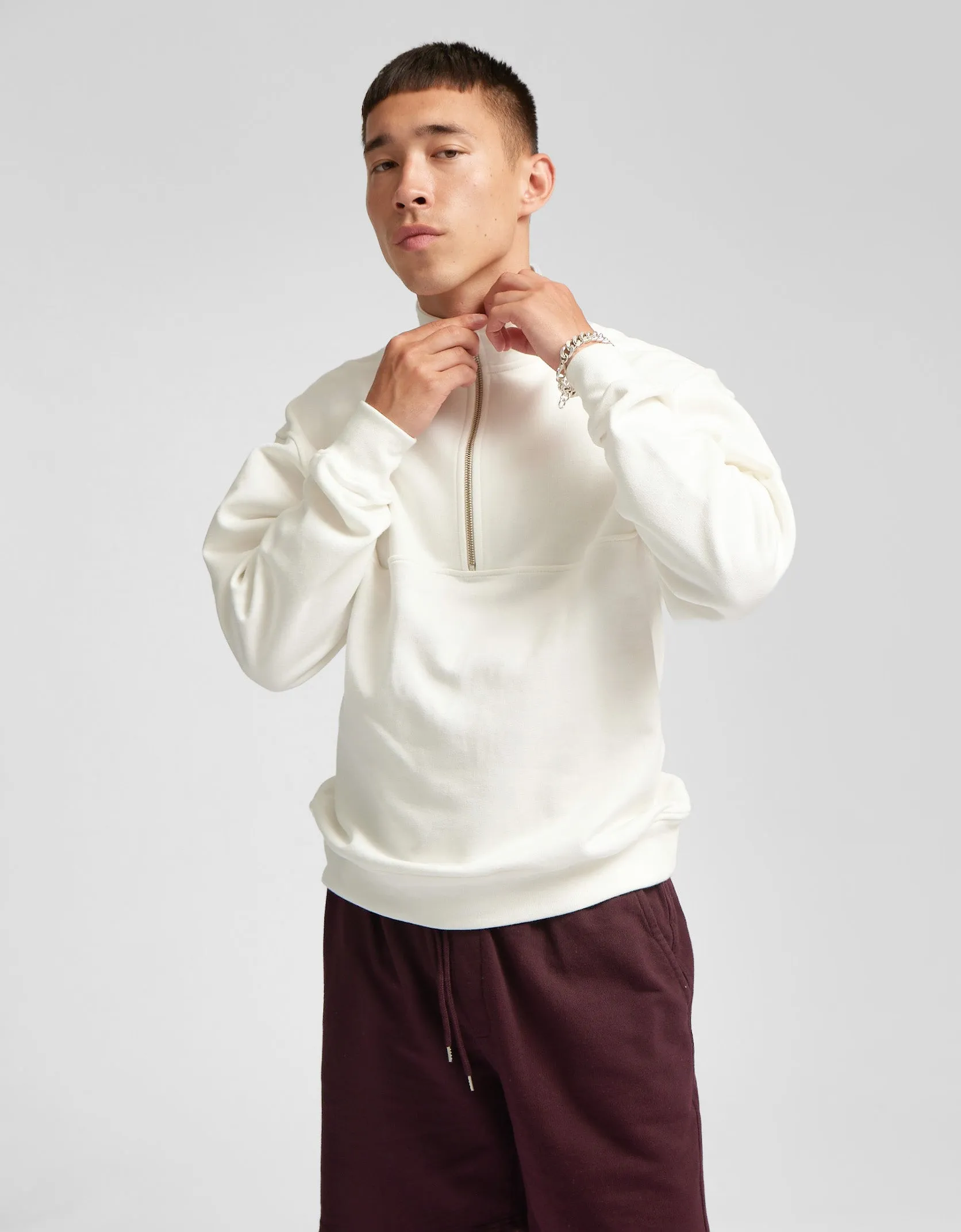 Organic Quarter Zip - Faded Grey