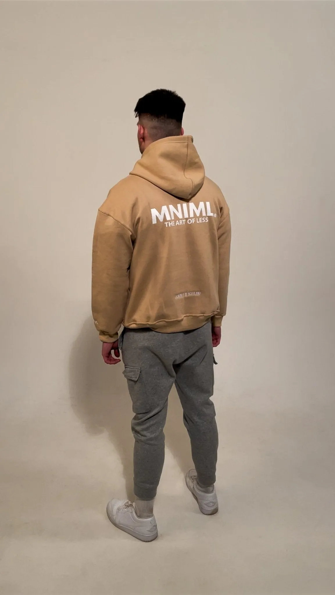 Oversized 'MNIML' Hoodie - Beige