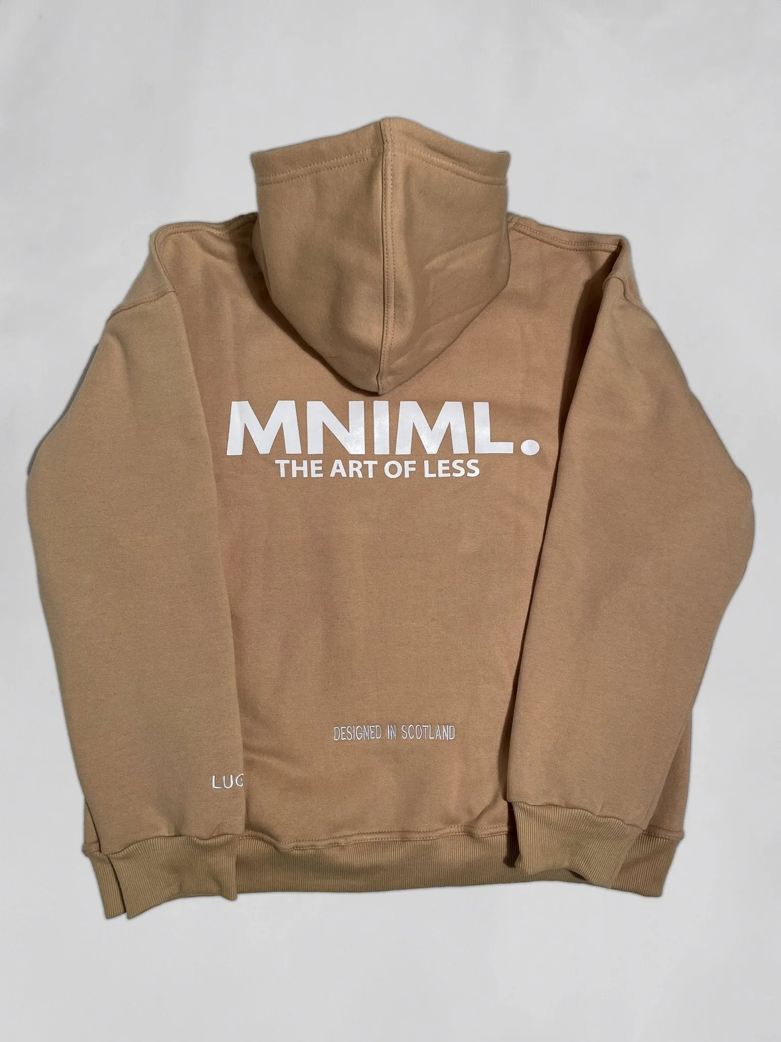 Oversized 'MNIML' Hoodie - Beige