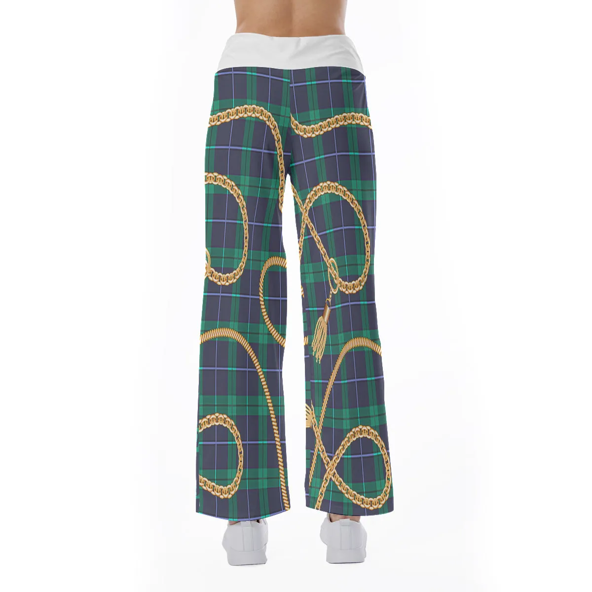 PLAID IN GOLD Women's High-waisted Trousers