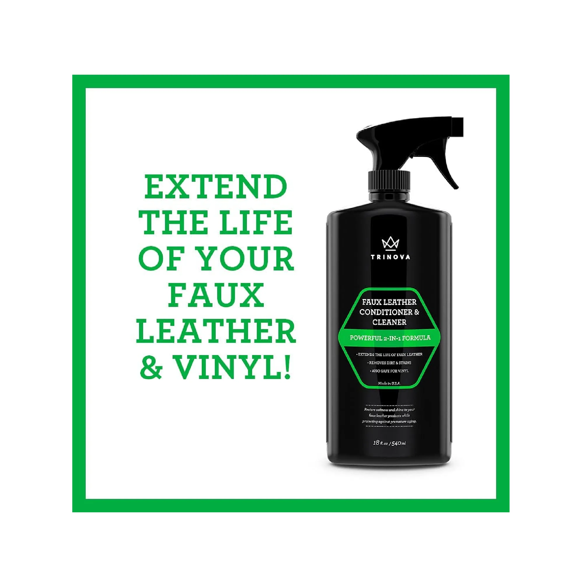 TriNova Leatherette Vinyl and Faux Leather Cleaner & Conditioner - Keep Seats Jackets Pleather Handbags Sofas Couches Shoes Boots & More Looking New 1.3lb