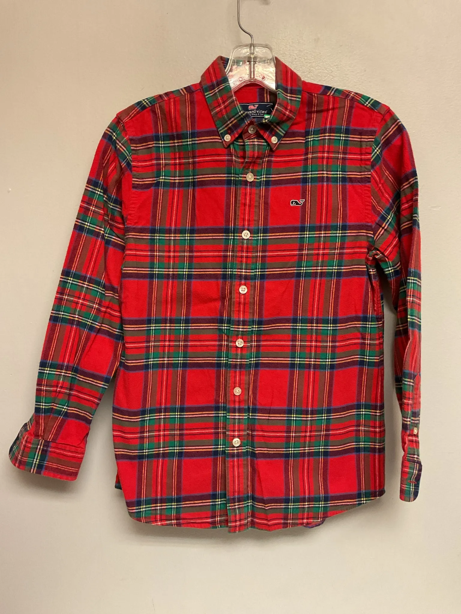 Vineyard Vines Size 12 Red Plaid Flannel Big Boys Shirts & Polos