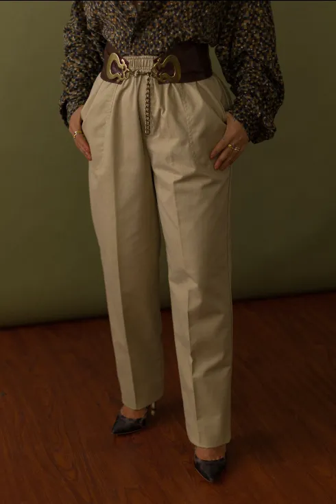 Vintage Tan Tapered Trousers (26W)